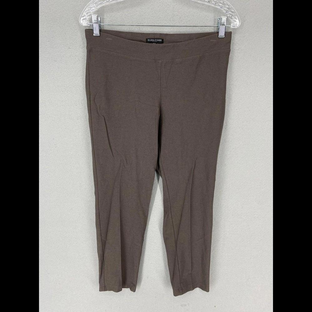 Eileen Fisher Women's Viscose Brown Elastic Waist Pull-on Pant Size Petite Large
